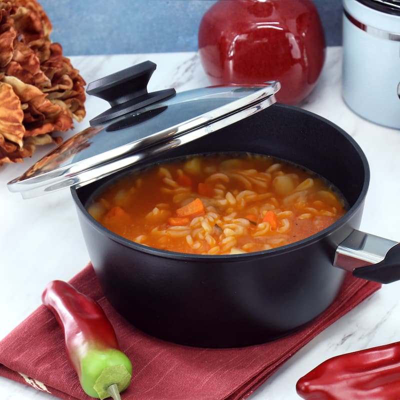 Oster Connelly 2.5 Quart Textured Nonstick Aluminum Saucepan with Lid in Black