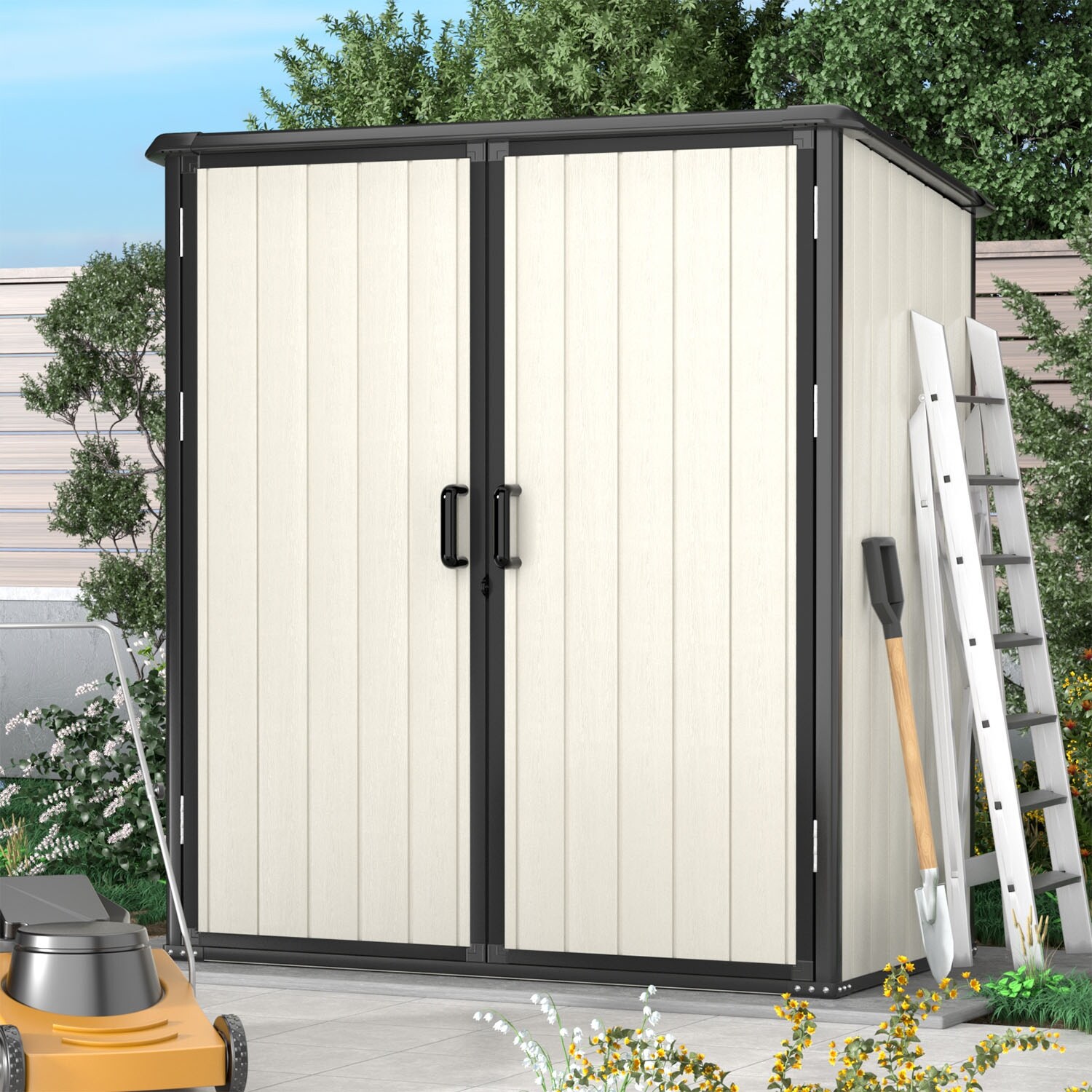 5.0'x3.1'Resin Outdoor Storage Shed with Lockable Door - Overstock