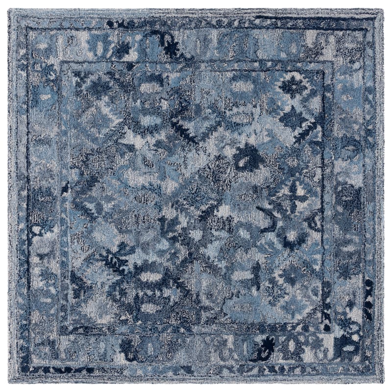 SAFAVIEH Handmade Marquee Lazarina Rug - 6' Square - Navy