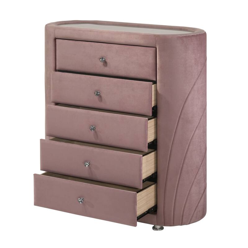 Kristia Pink Chest with Mirror Top and Metal Leg