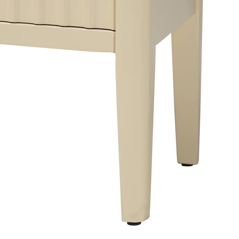 Leeba Sideboard - Modern Storage Buffet Console with Fluted Wood and Scalloped Molding for Kitchen or Dining Room