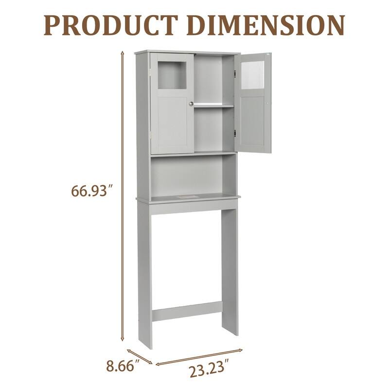 66.9'' Black Toilet Cabinet with 2 Doors