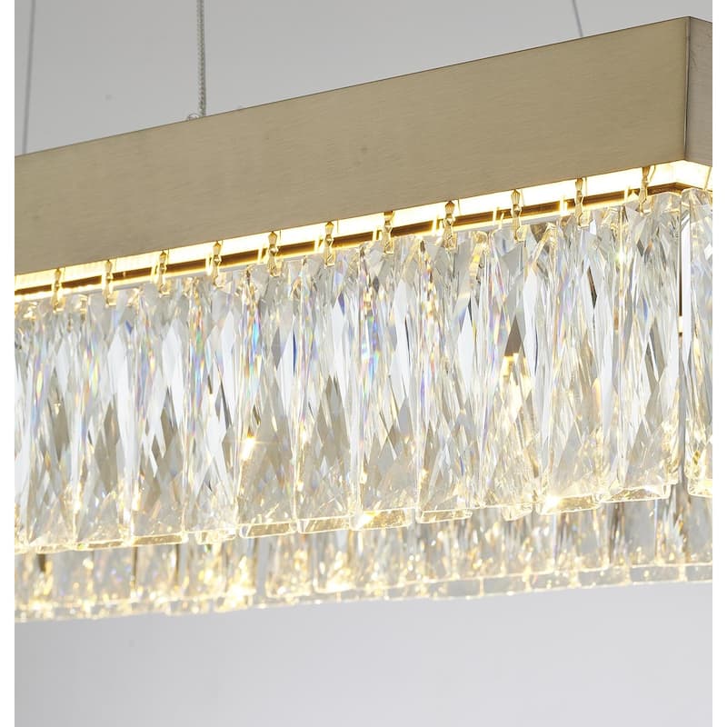 40" Gold Dimmable LED Chandelier With Clear Crystals