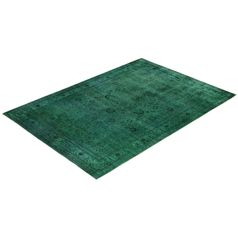Overdyed One-of-a-Kind Hand-Knotted Area Rug - Green - 6' 2" x 9' 1"