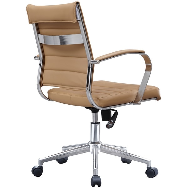 Mid back Ribbed PU Leather Swivel Tilt Adjustable Executive Chair