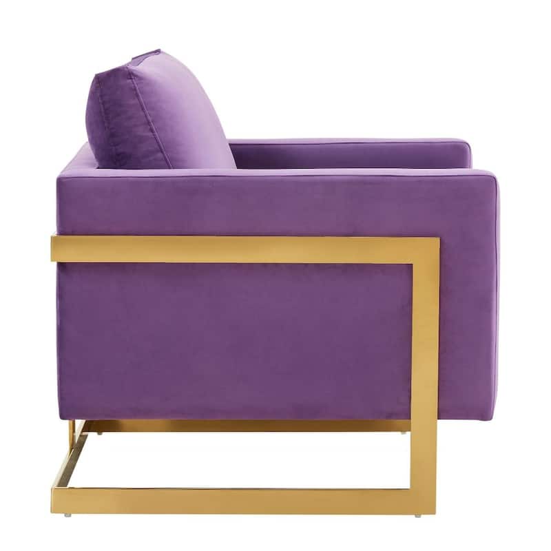 Lincoln Modern Velvet Upholstered Accent Designer Lounge Chair with Gold Frame for Living Room, Bedroom and Home Office - 34"