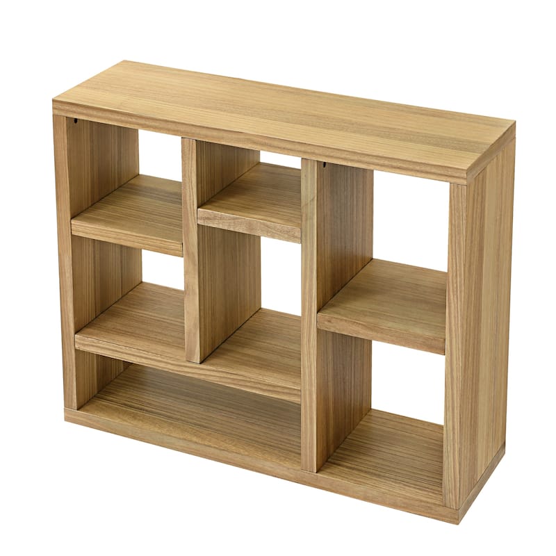 Wooden Open Shelf Bookcase,Freestanding Display Storage Cabinet Organizer,with 7 Cubes Storage Spaces,for Living Room,Bedroom