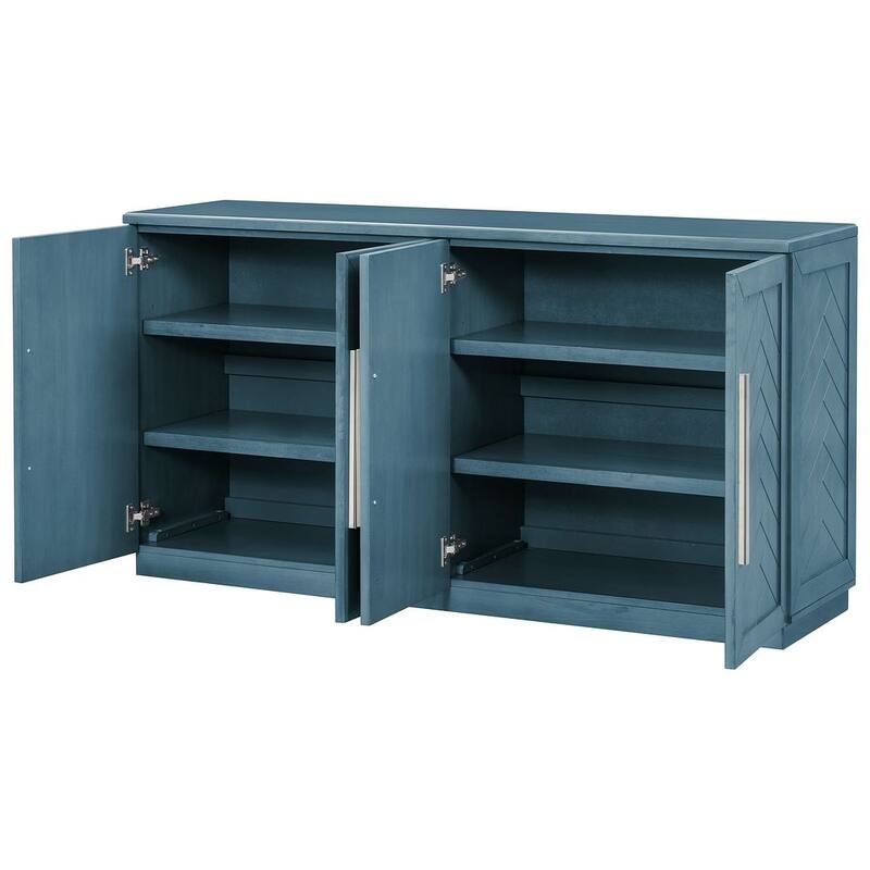 60" Dining Buffet And Sideboard with 4 Doors, Adjustable Shelves, and Handles