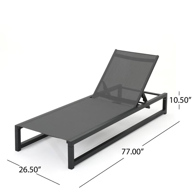 Modern Outdoor Mesh Chaise Lounge Chair Armless Sun Lounge Chair with Adjustable Backrest for Poolside Patio