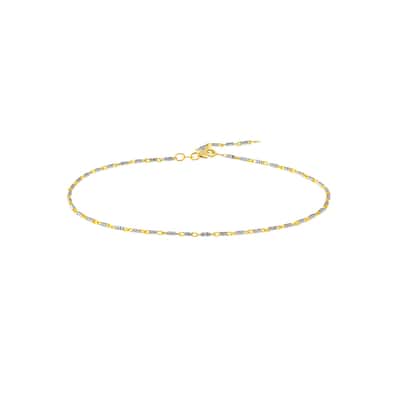 Curata 14k Two-tone Gold 10" 1.5mm Two tone Diamond-cut Lumacina Ankle Bracelet Anklet