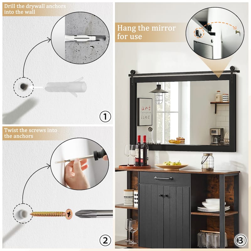 Rectangle Wood Framed Decorative Wall Mirror