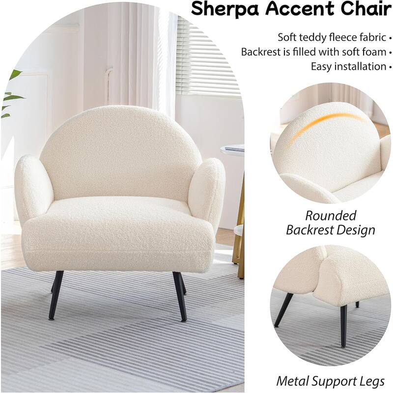 XINMICS Modern Accent Chair Upholstered Armchair for Living Room, Bedroom