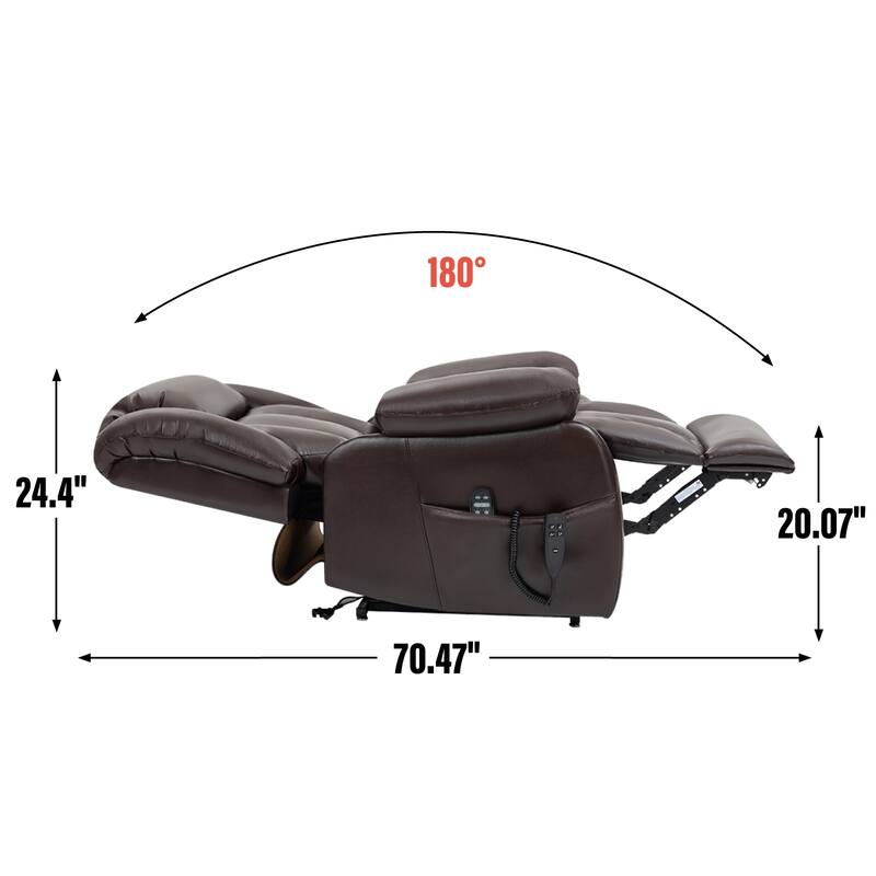 Faux Leather Power Lift Recliner with Massage & Lumbar Heating