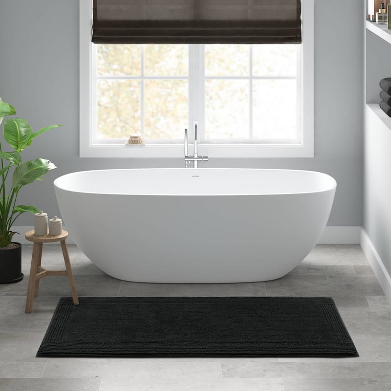 Madison Park Signature Splendor 100-percent Cotton Tufted 3000 GSM Reversible Bath Rug - 24x60" - Black