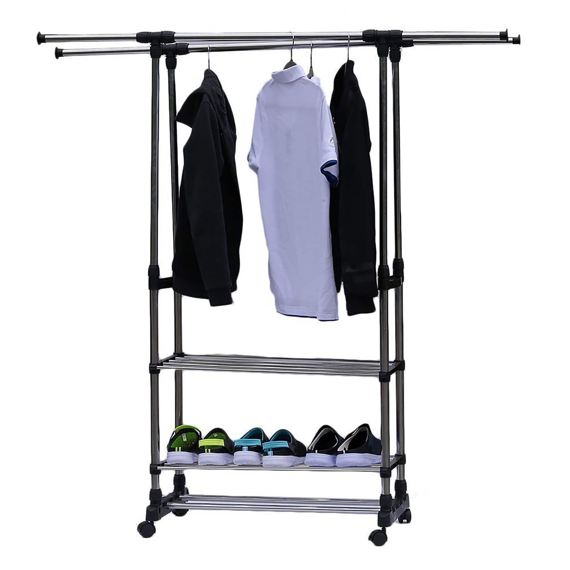 Trinity EcoStorage 3-Tier Rolling Garment Rack - Chrome