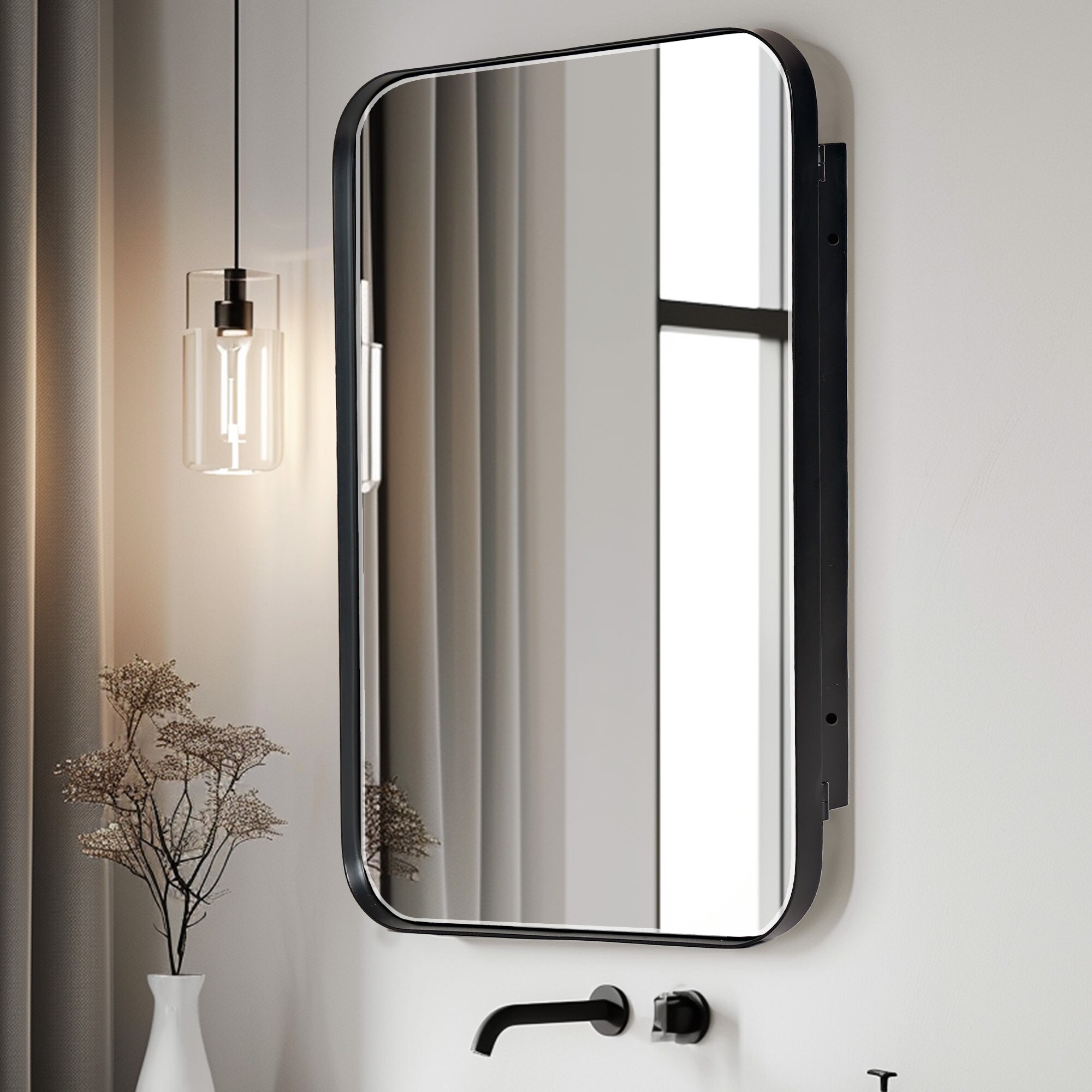 Sleek Anti-Fog Bathroom Medicine Cabinet with Dimmable LED Lights - 45.9"