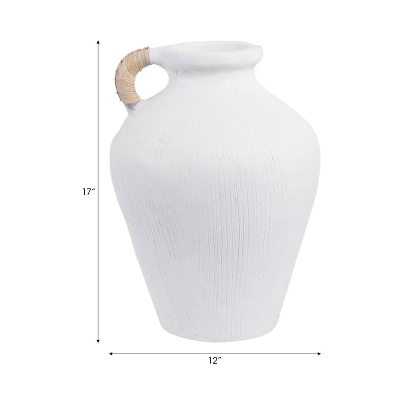 Terracotta Vase Woven Handle Handmade Decorative Jar Home Accent