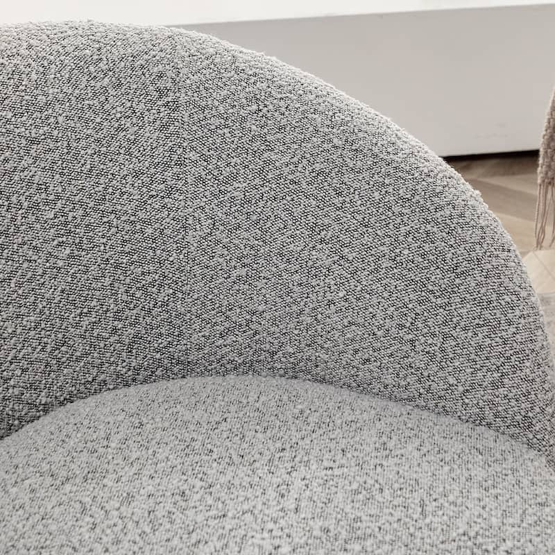 KINWELL 34" W Upholstered Boucle Swivel Barrel Accent Chair