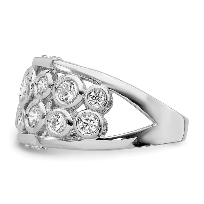Curata 925 Sterling Silver Rhodium Plated Bezel set Fancy CZ Cubic Zirconia Ring