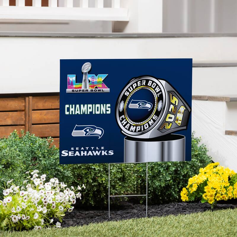 24 in. x 18 in. Seattle Seahawks Super Bowl 60 Coroplast Yard Sign with Stake