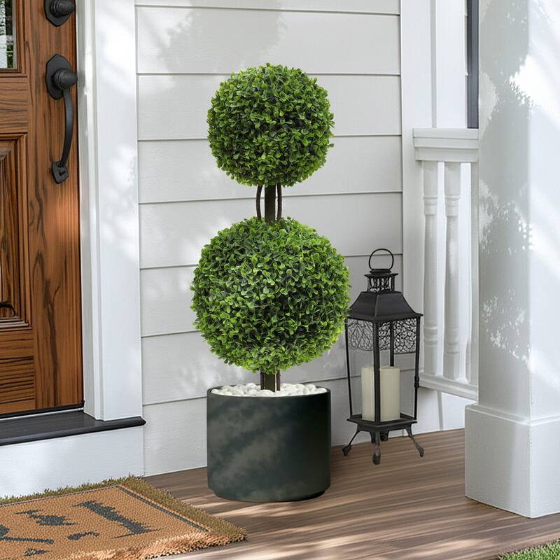 3 ft. Artificial Boxwood Topiary Double Balls Tree