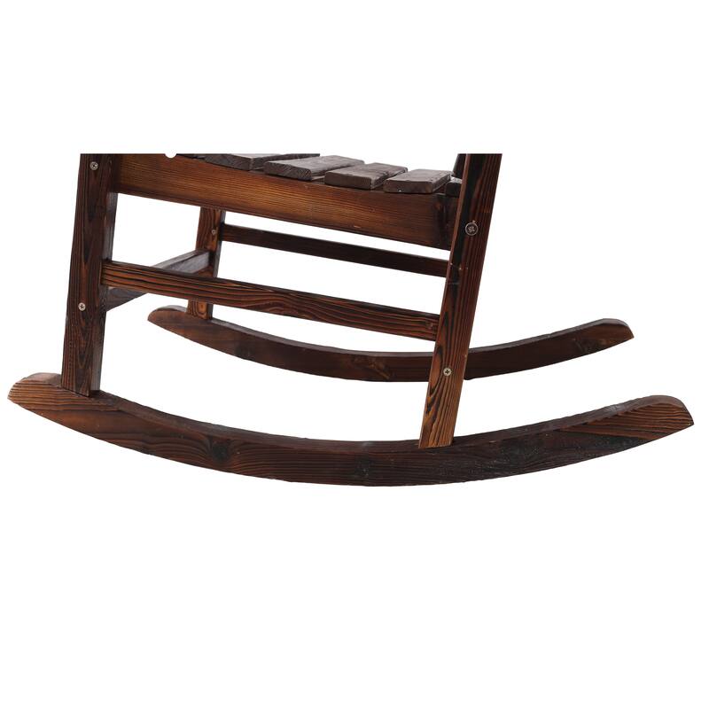 Wooden Oversized Porch Rocker Chair With Wide Seat And Tall Backrest (Excluding the table)