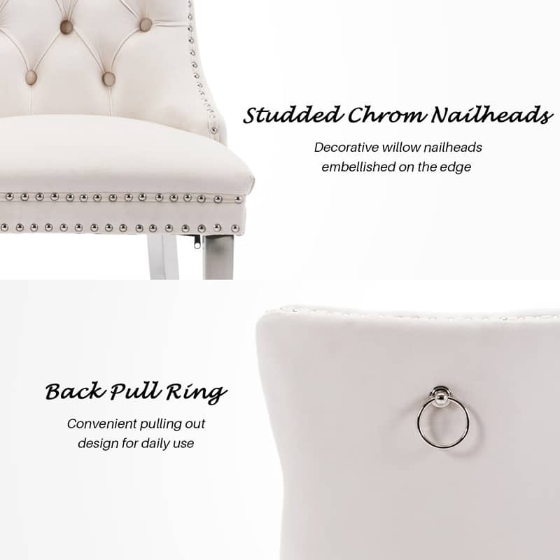 High-end Tufted Velvet Upholstered Nailhead Dining Chair Set of 6
