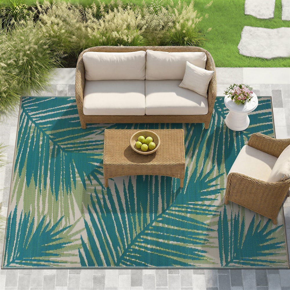 Tropical Floral Reversible Plastic Outdoor Rugs