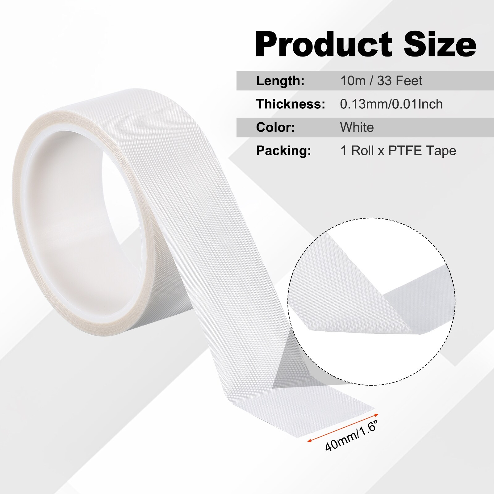 High-temperature PTFE Tape, Adhesive PTFE Coated Fabric Tape PTFE Adhesive Tape for Vacuum Sealer - White