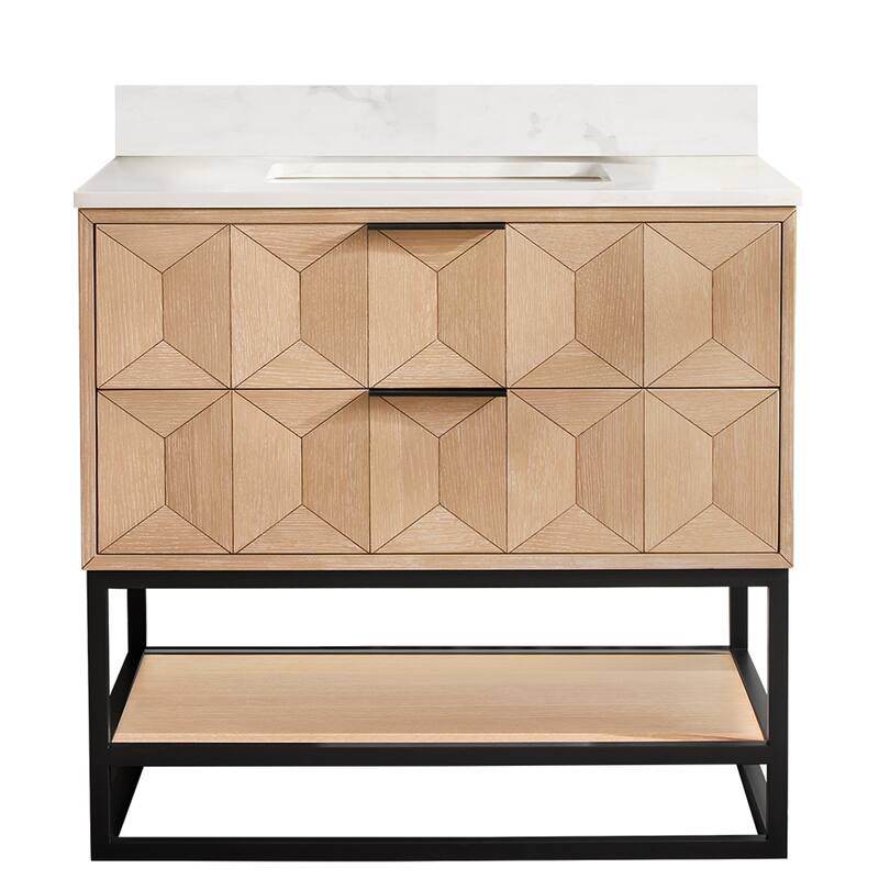 Milagro Bath Vanity with White Quartz Stone Top without Mirror