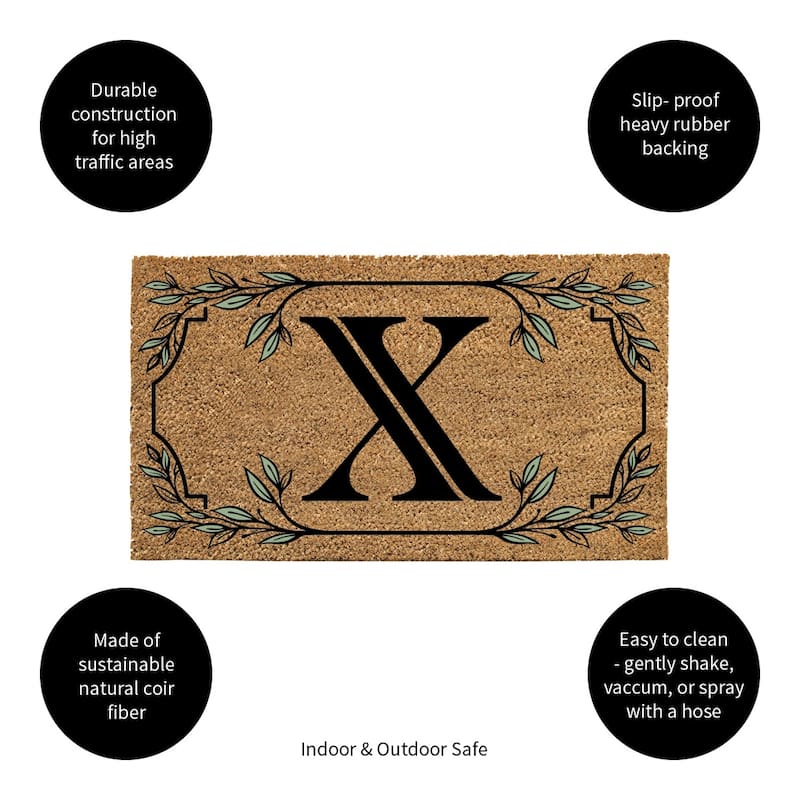 28 in. x 16 in. Monogram Coir Mat, Letter "X"
