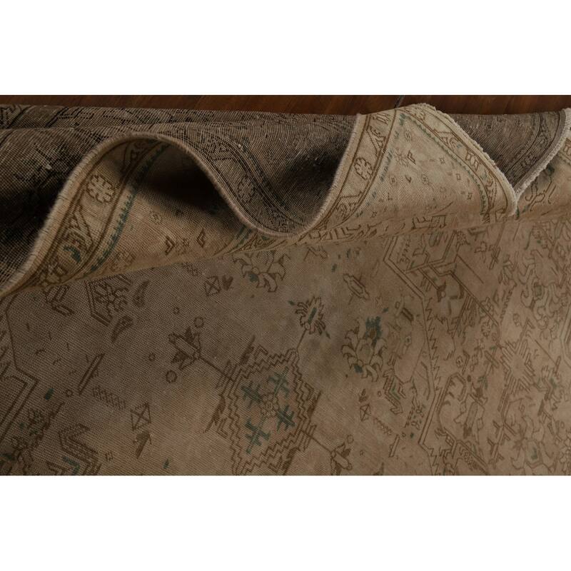 Tabriz Persian Vintage Rug Bedroom Hand-Knotted Wool Carpet - 9'6" x 12'9"