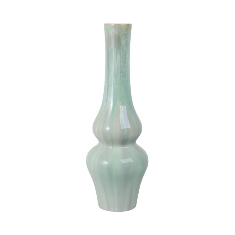 Stoneware Ceramic Vase Tall Sculptural Silhouette Glazed Finish Modern