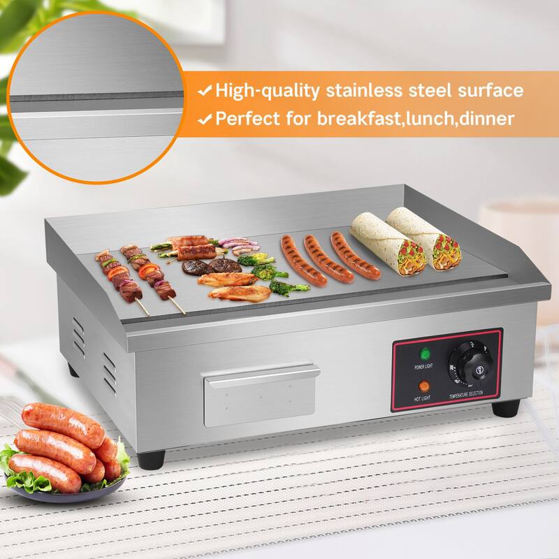 3000W Commercial Griddle,22"x14" Stainless Steel Electric Griddles