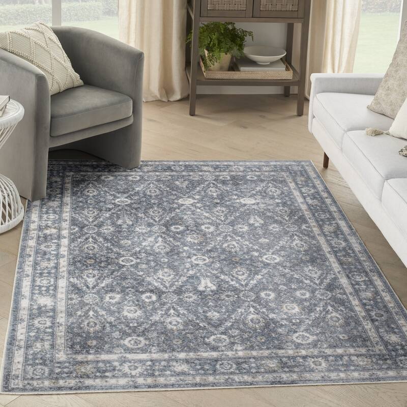 Nourison Astra Machine Washable Indoor only Persian Area Rug - 4' x 6' - Dark/Blue - Rectangle