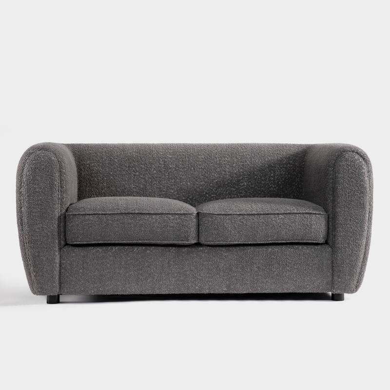 Furniture of America Vanessa Modern Curved Arms Boucle Sofa Set with Seat Cushion and Wooden Legs, 2-Piece or 3-Piece Options