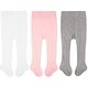 preview thumbnail 1 of 4, CozyWay Cable Knit Cotton Leggings, 3 pair, white/gray/pink