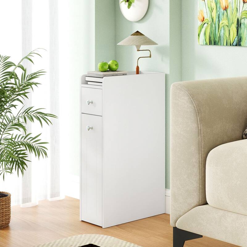 Gymax Small Bathroom Storage Cabinet 4-Tier Narrow Toilet Side Storage