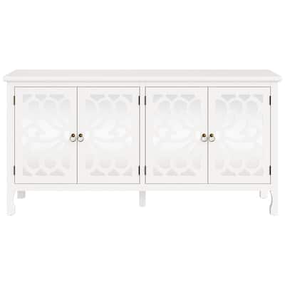 63'' Modern Buffet Cabinet with Mirrored Door and Adjustable Shelves