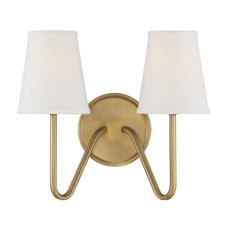 Meridian M90055 2 Light 11" Tall Wall Sconce - Natural Brass