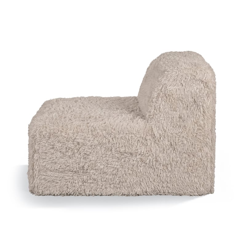 Furniture of America Ylena Modern 5-Piece Faux Fur Foam Modular Armless Compressed Sectional Sofa with Ottoman