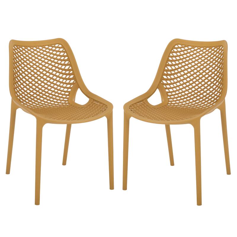 SAFAVIEH Outdoor Living Leila Dining Chair (Set of 2) - 20"W x 24"D x 32"H - Yellow