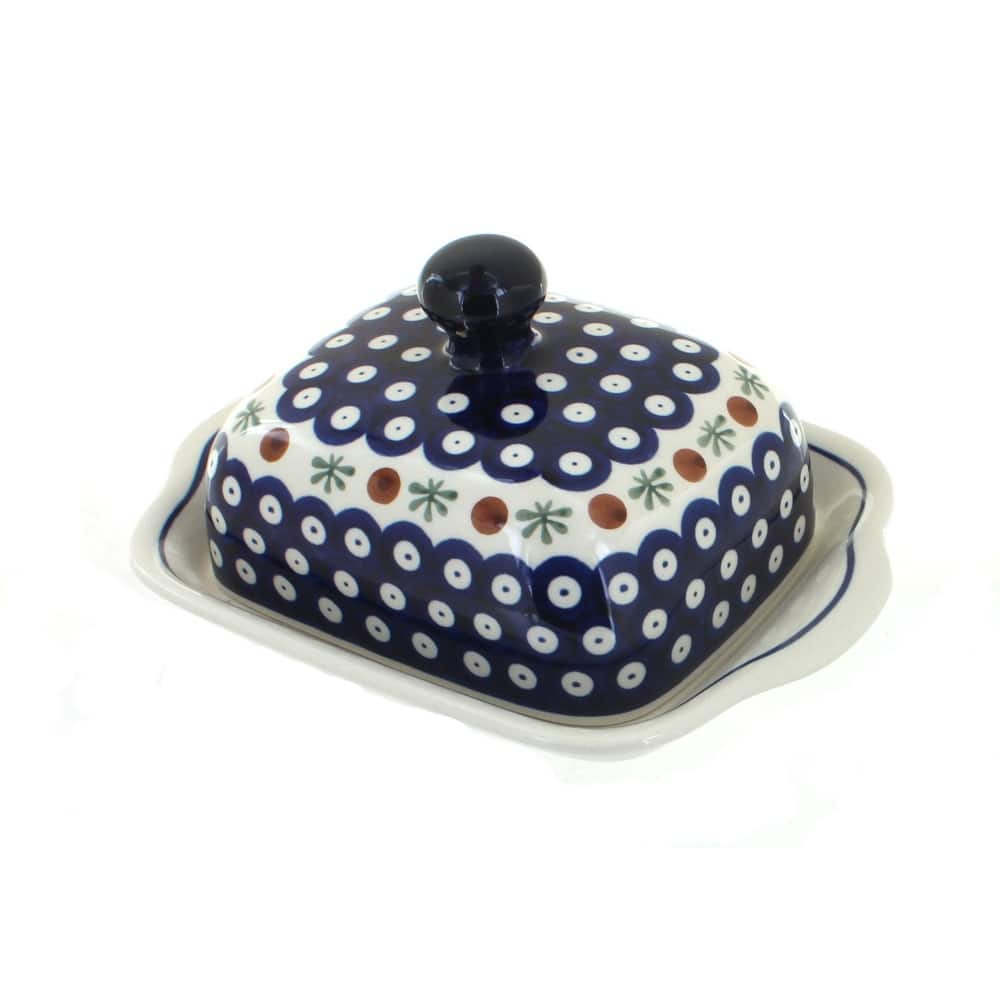 Blue Rose Polish Pottery 858 Zaklady Square Butter Dish Bed Bath