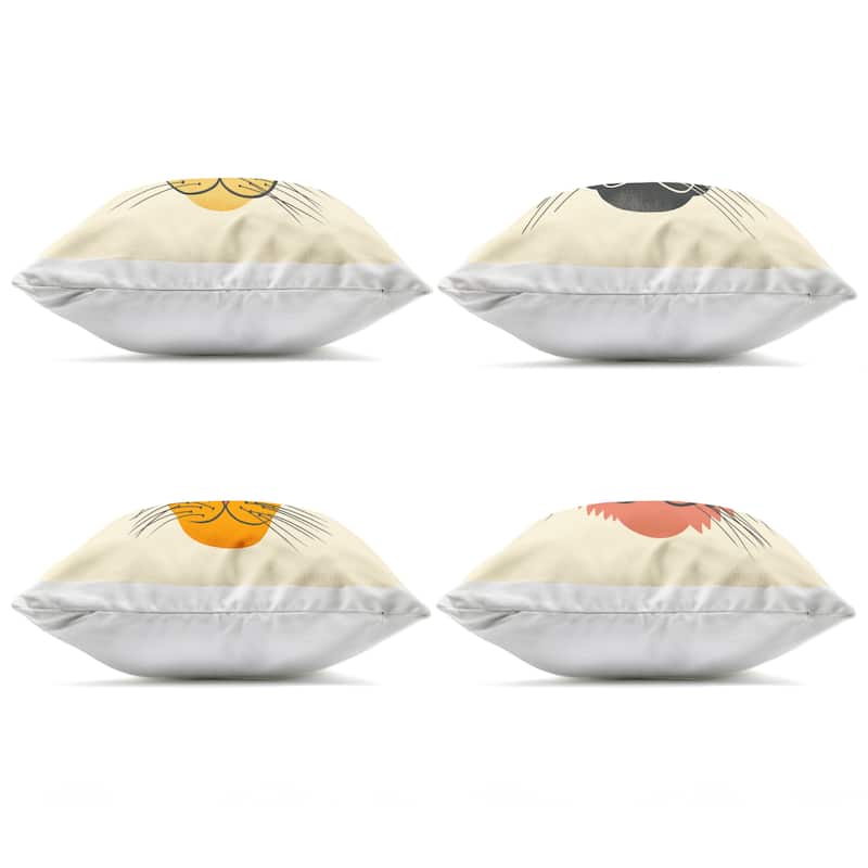Stupell Modern Jungle Wildlife Faces Printed Outdoor Throw Pillow Design by Carrie Cantwell (Set of 4)