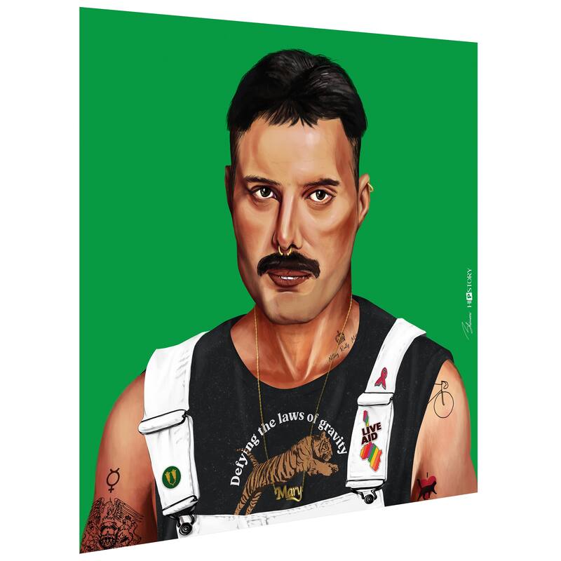 Empire Art Direct Hip Freddie Mercury Printed Tempered Glass Wall Art - Multi-Color