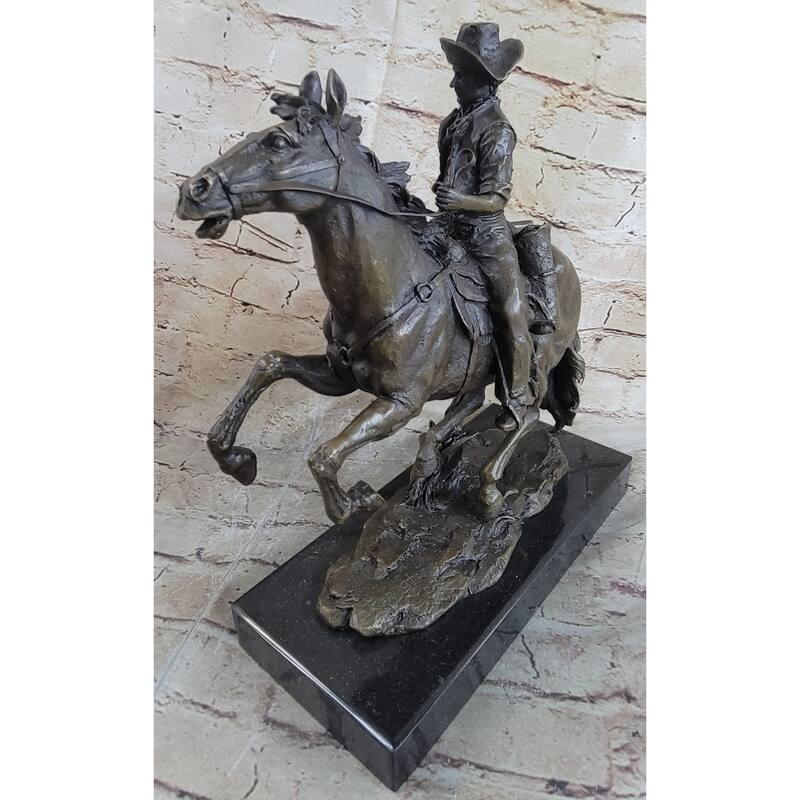 The Arizona Cowboy Bronze Statue, Inspired By Frederic Remington Sculpture Gift