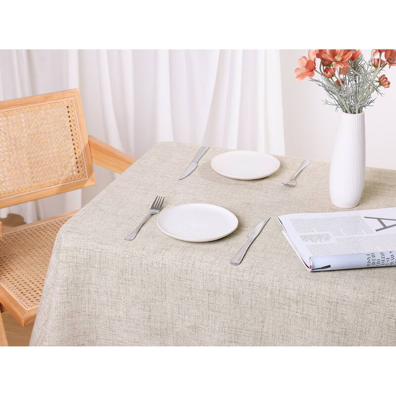 1Pcs Rectangle Tablecloth with Tassels, Wrinkle Resistant Cotton Linen