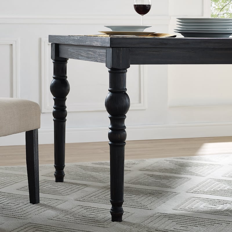 Roundhill Furniture Leviton 7-pc. Dark-wash Wood Dining Set w/ Turned Legs