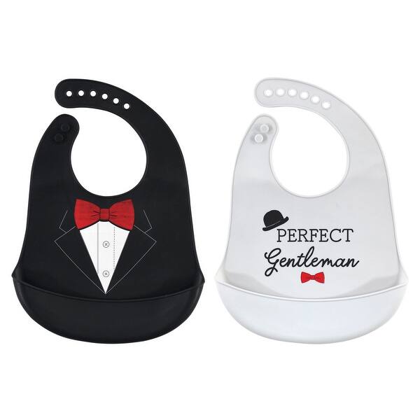 slide 1 of 1, Little Treasure Baby Boy Silicone Bibs 2pk, Perfect Gentleman, One Size - Perfect Gentleman - One Size One Size - Perfect Gentleman
