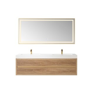 Palencia 72" Wall-Mount Vanity with White Sink Top and Mirror